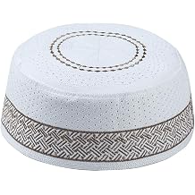 Mens Prayer Kufi Hat Vintage Embroidery Mixed Polyester Cotton Arab Headwear Bonnet