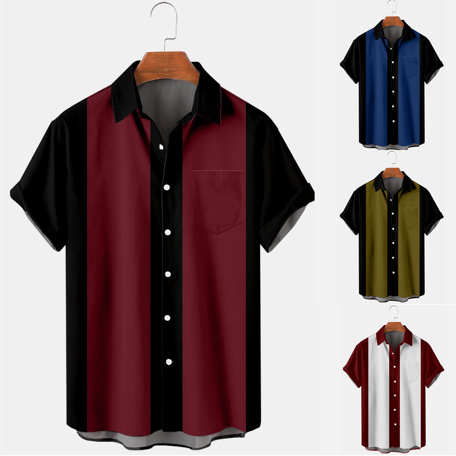 Amazon.com: Men's Vintage Bowling Shirts Short Sleeve Button Down