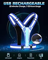 Vista 4 de Zacro LED Reflective Vest Running Gear, 5 Lights Colors High Visibility Reflective Running Gear Rechargeable Light Up Running Vest for Walking