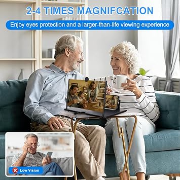 Phone Magnifier Screen, 12inch HD Mobile Screen Magnifier Version Enlarger for Movies Videos Games, Clear, Lightweight Foldable Mobile Phone Holder Compatible with All Smartphones (Black)