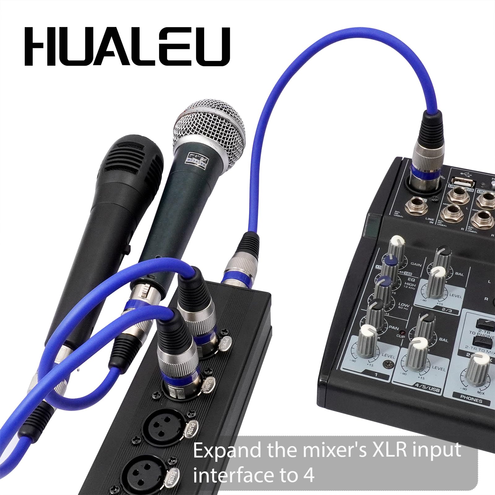 Répartiteur XLR 3 broches 1 mâle vers 4 femelles, adaptateur de connexion parallèle XLR 4 entrées et une sortie, quatre entrées microphone converties en une sortie, répartiteur Aduio de 10,2 cm