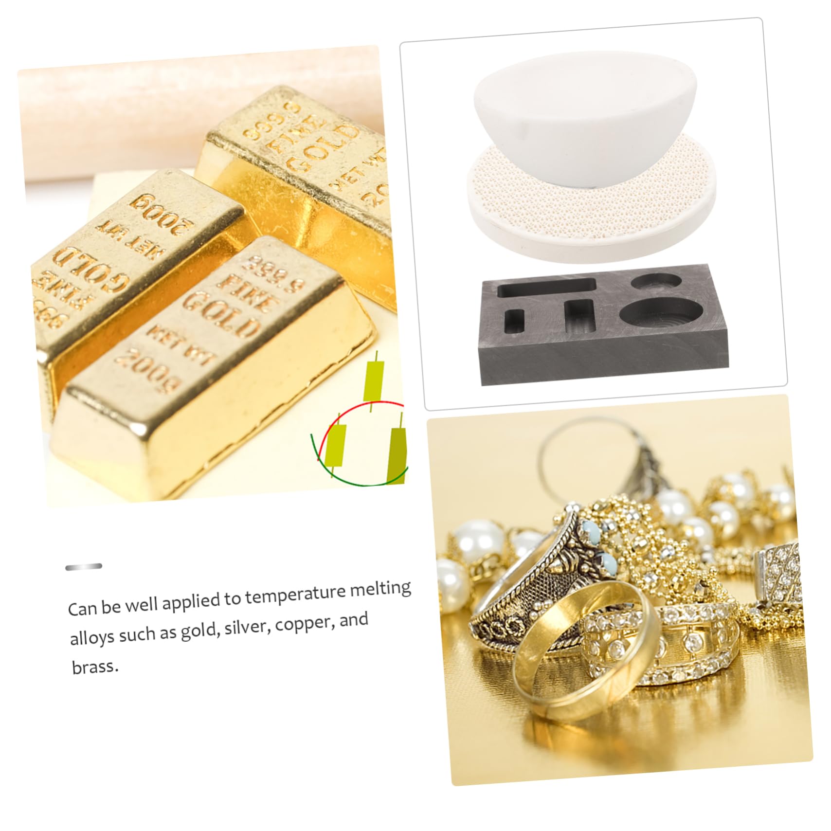DOITOOL 4 Juegos Crisol de crisol herramientas de fusión kit de fundición a mano molde de lingote molde de grafito crisol de grafito de laboratorio crisoles de grafito de arcilla sílice