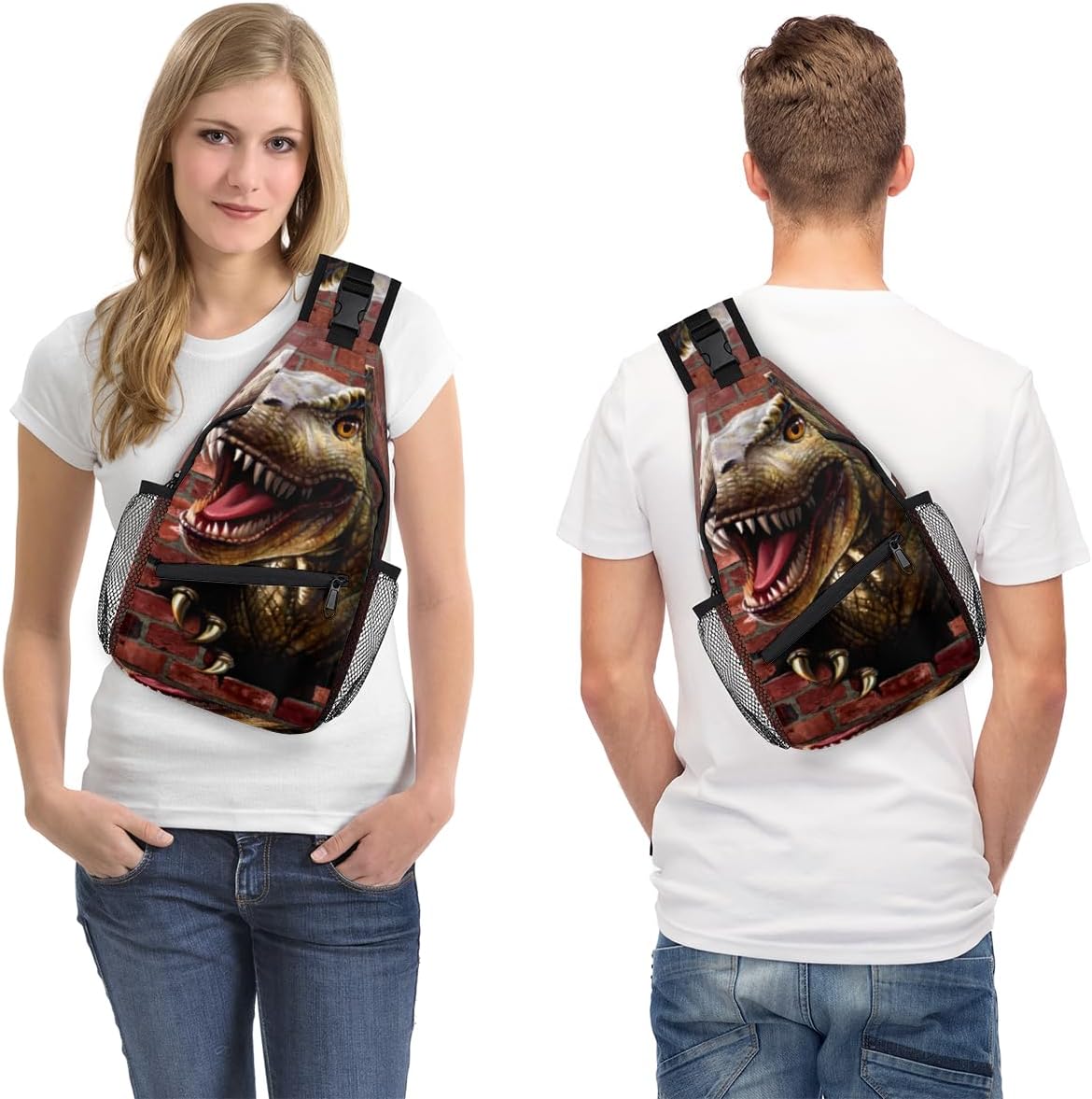3d Dinosaur Sling Bag for Women Men Crossbody Sling Backpack Shoulder Bag Chest Bag Daypack for Travel Hiking Outdoor