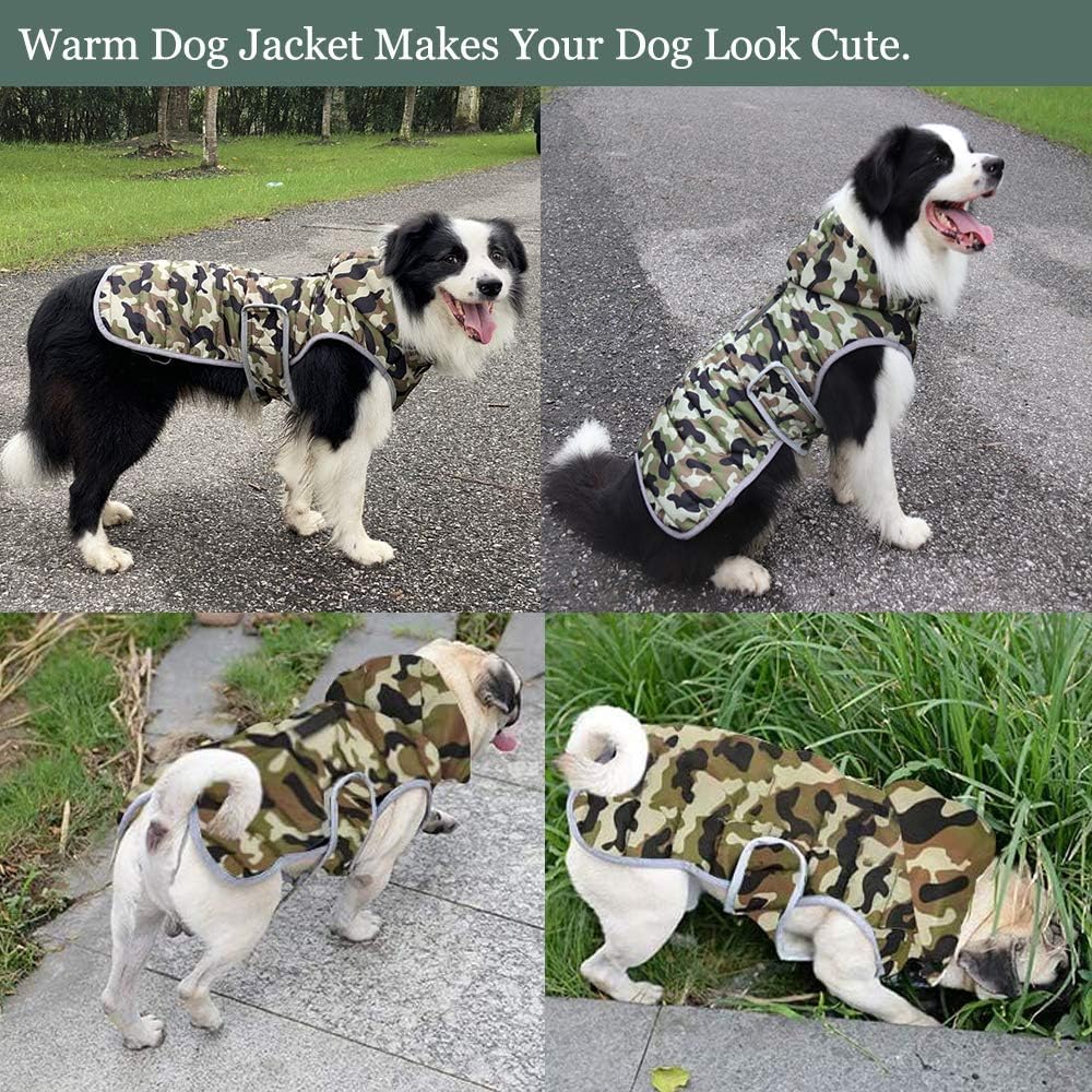 Etechydra Dog Coat Warm Jackets with Removable Hat, Waterproof Dog Jacket Dog Jacket Winter Fleece Warm Jacket, Reflective Dog Jacket for Small Medium Dogs, Gray-Black, XS