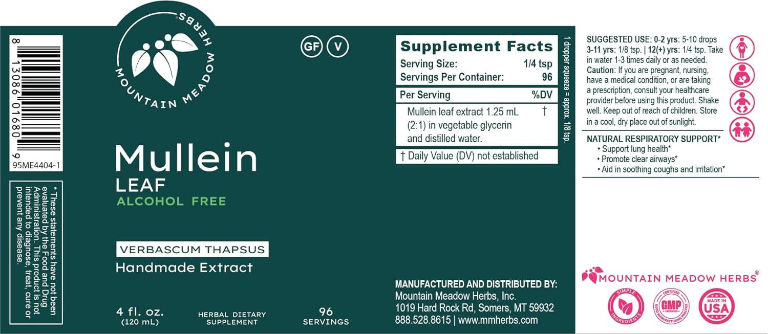 Mountain Meadow Herbs Mullein Leaf Extract (Verbascum thapsus) – Liquid Herbal Tincture – Non-GMO, Gluten-Free, 4 oz - Image 2