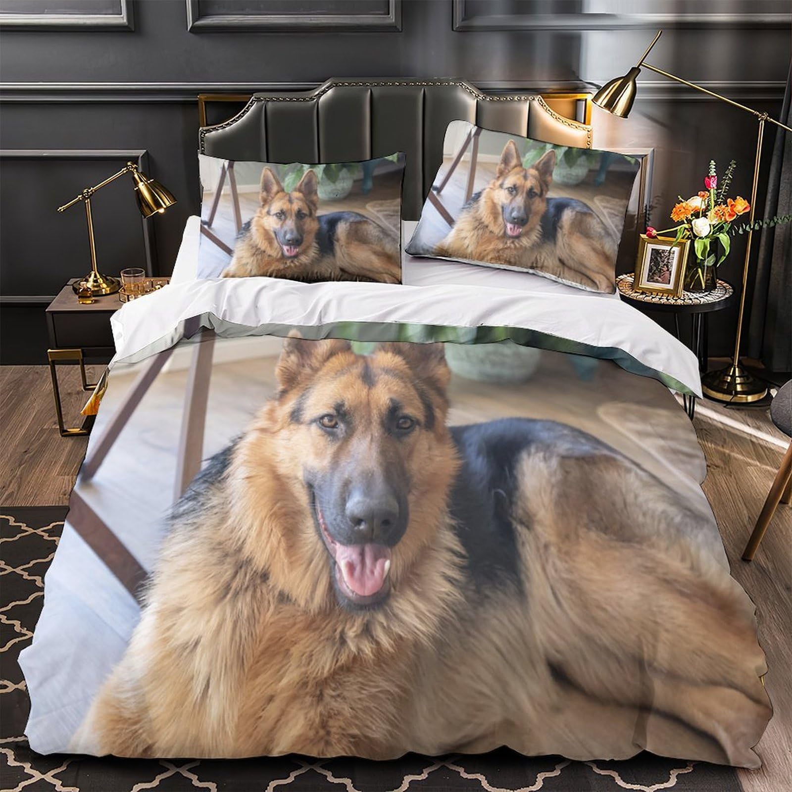 Housse de couette Berger Allemand 135x200 microfibre 3D