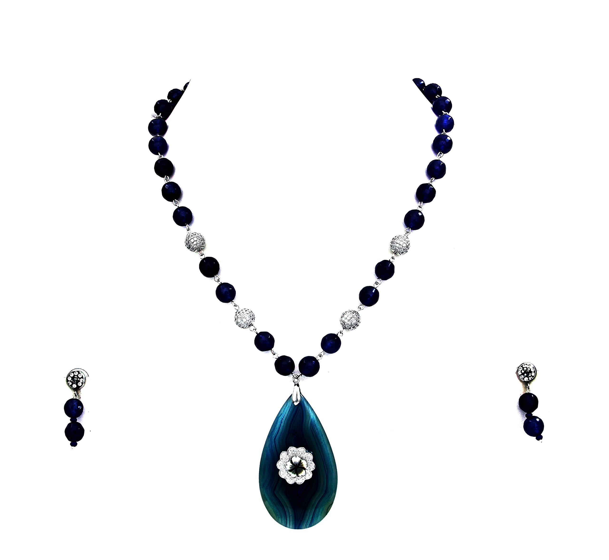 Collar hecho a mano con pendientes de piedras semipreciosas étnico 3