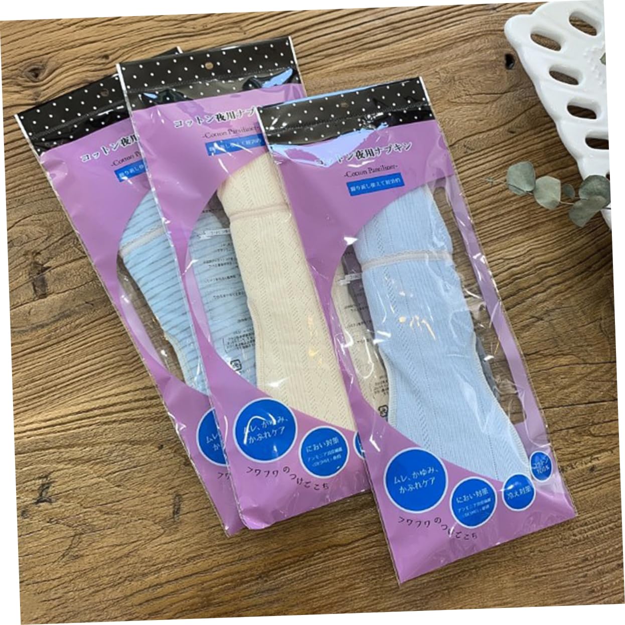 Baluue 3piezas Compresa Menstrual De Algodón Reutilizable Toalla Sanitaria Lavable De Protección Contra Filtraciones Laterales Color Aleatorio Para Noches