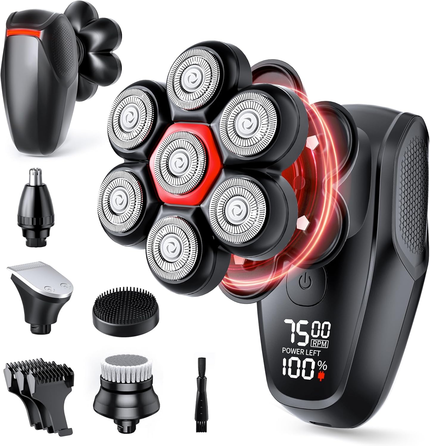 Head Shavers for Bald Men - Magnetic 5D Electric Razor with LED Display 10000 RPM Rotary Shaver 2-Speed