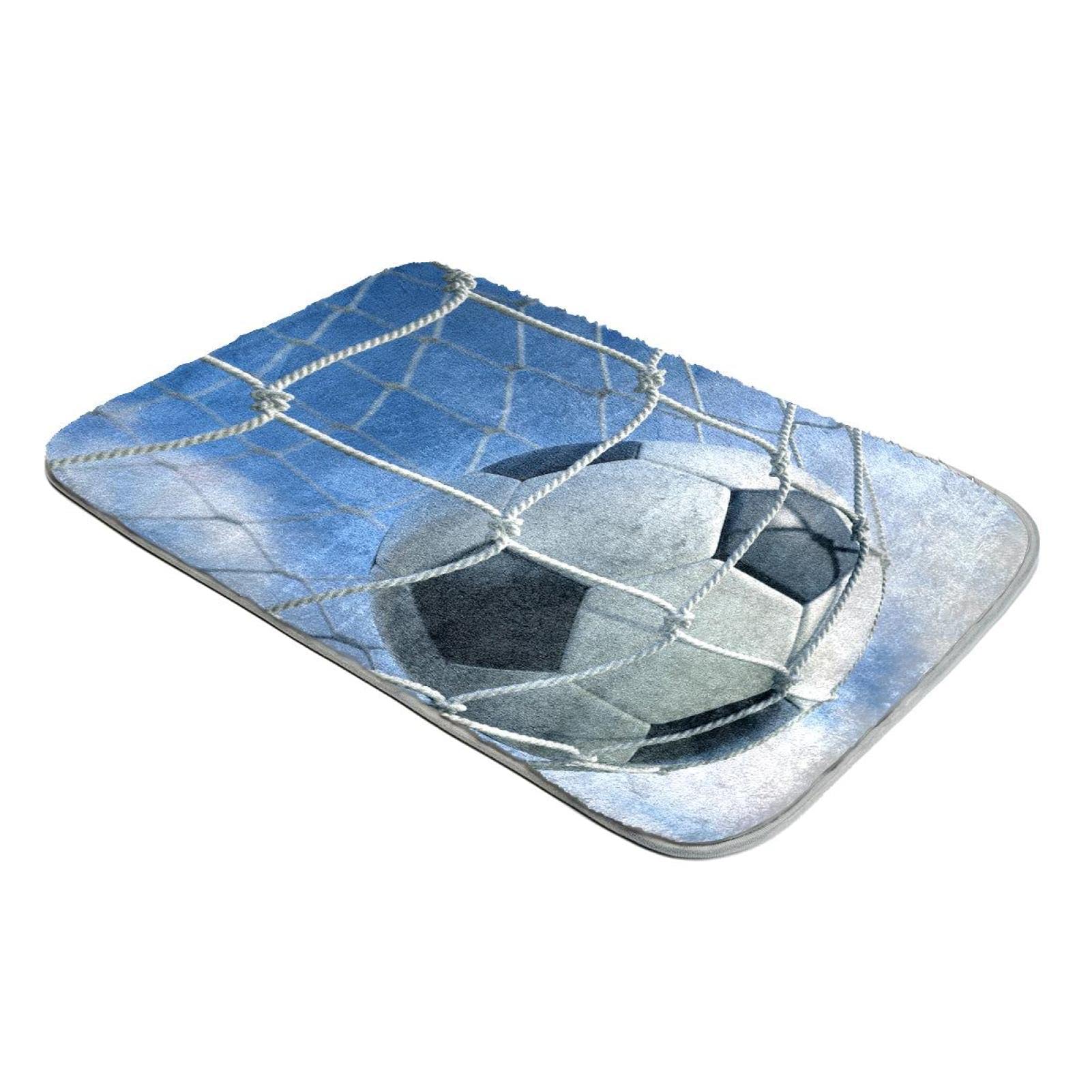 Tapis en fausse fourrure ballon de football, revêtement de sol moelleux lavable pour enfants