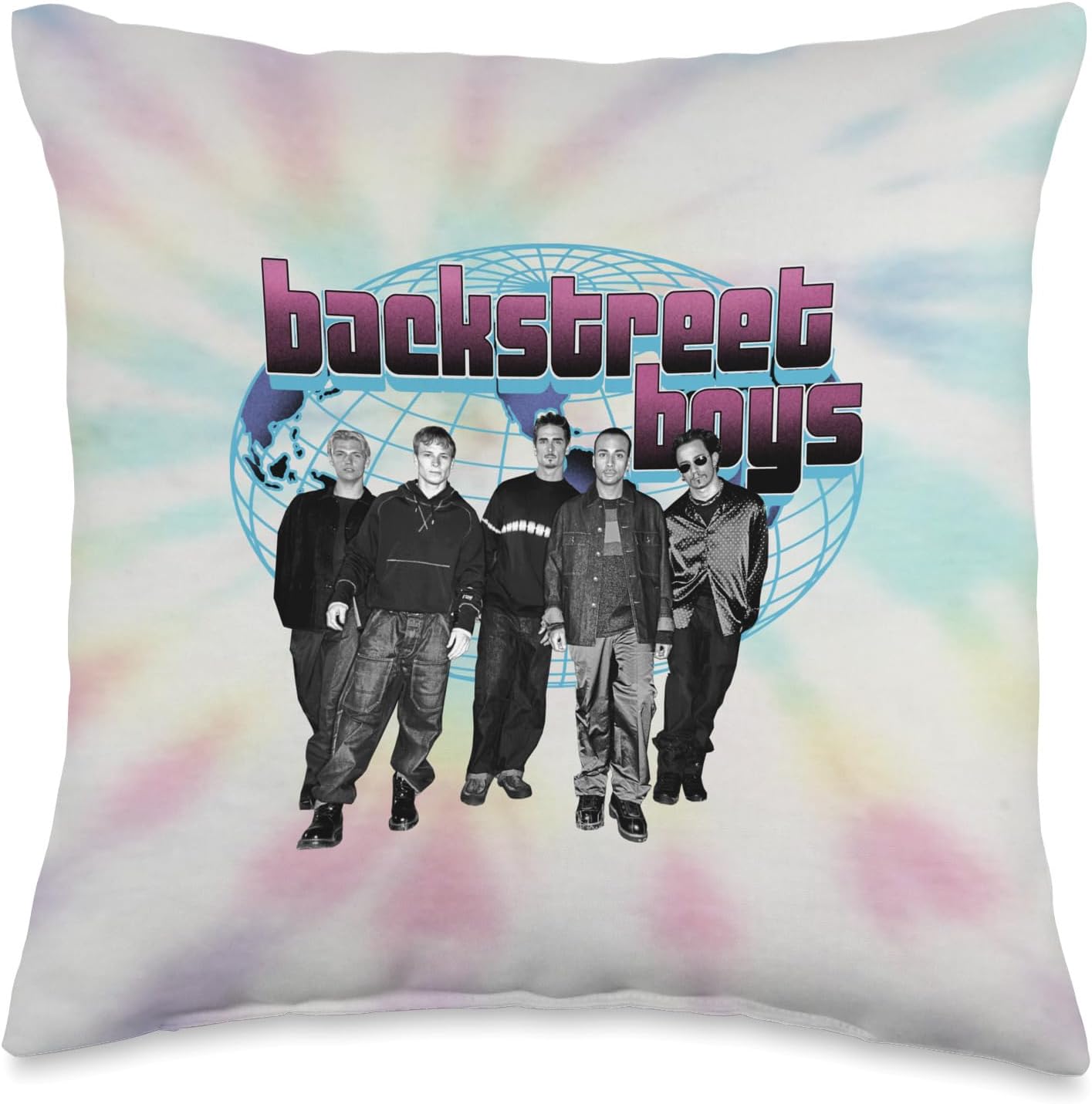 Backstreet Boys Globe Vintage Tie Dye Throw Pillow