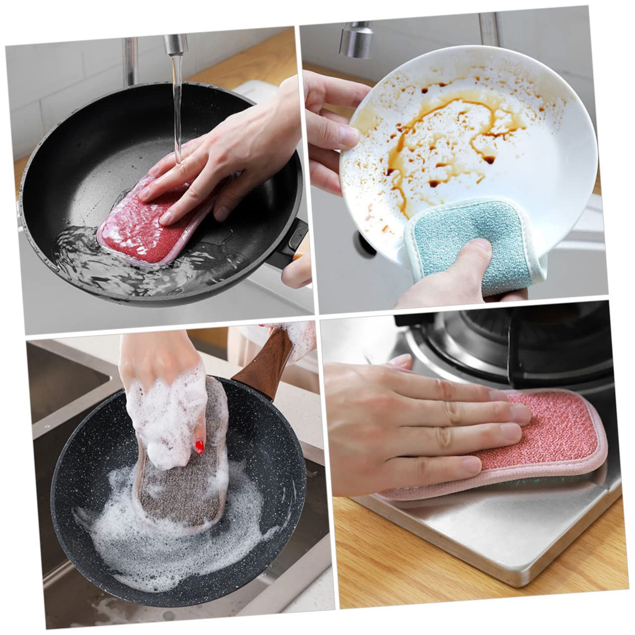 Healeved 30pièces Éponge De Nettoyage De Cuisine Lot de Éponges Réutilisables Lin Nettoyage Facile des Vaisselles Casseroles Et Éviers pour Cuisine Et Salle De Bain