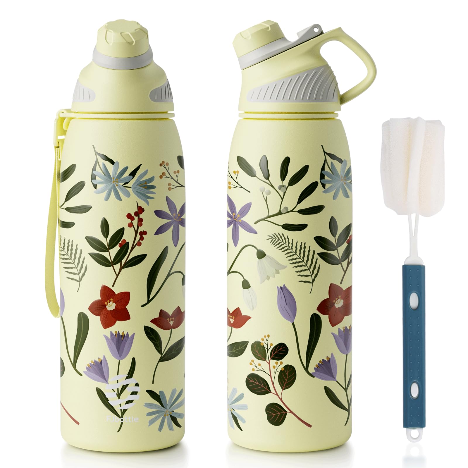 Fjbottle Borraccia Termica 1 litro con Tappo magnetico, Bottiglia Termica Senza BPA/Senza Perdite Borracce acciaio inox per Scuola, Sport, Palestra, Ciclismo