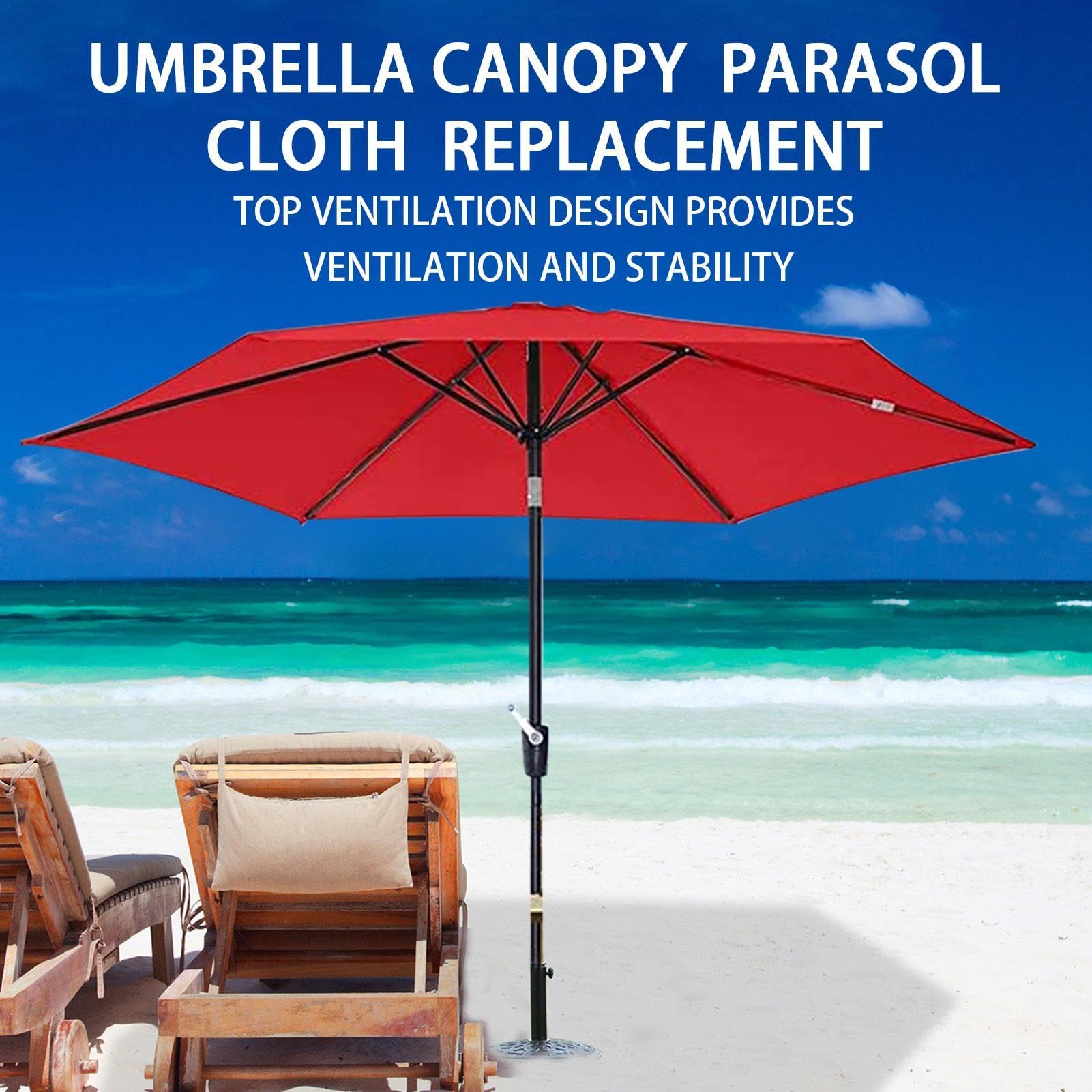 Umbrella Replacement Canopy - Durable Patio Umbrella Replacement Canopy, Breathable Garden Umbrella Canopy Replacement | Outdoor Umbrella Replacement Canopy, Sun Umbrella Canopy For Pool Garden Ground