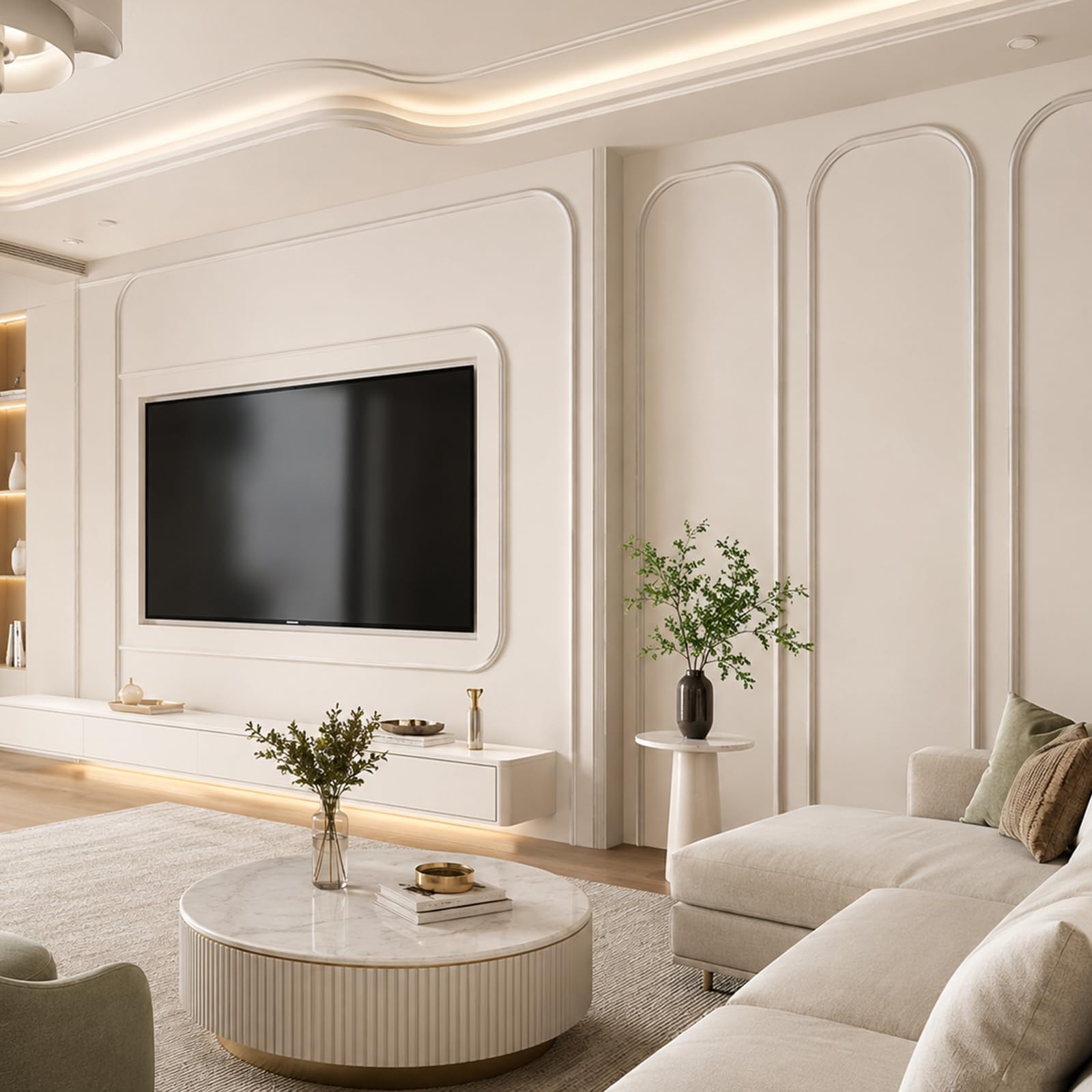 PVC Modanatura per Pareti Flessibile per Quadri, Porte, Boiserie, Specchi, Armadi E Rivestimenti Murali W 1.6cm, L 10m
