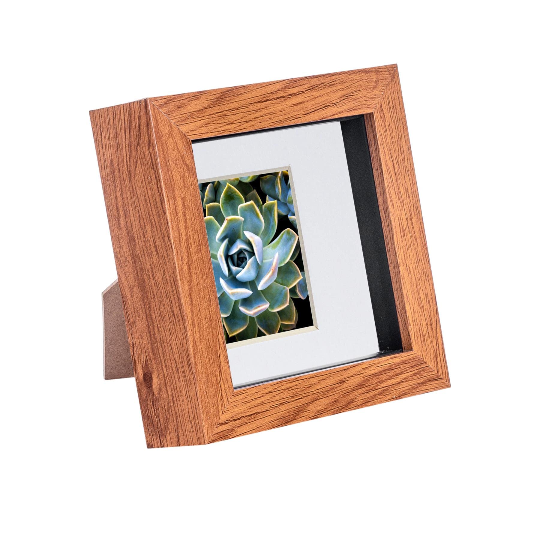 Nicola Spring 4 X 4" Photo FrameDark Wood/white Mount3D Photo Frame Picture Frame Box Portrait Display Case (12.5 X 12.5Cm) from B&Q