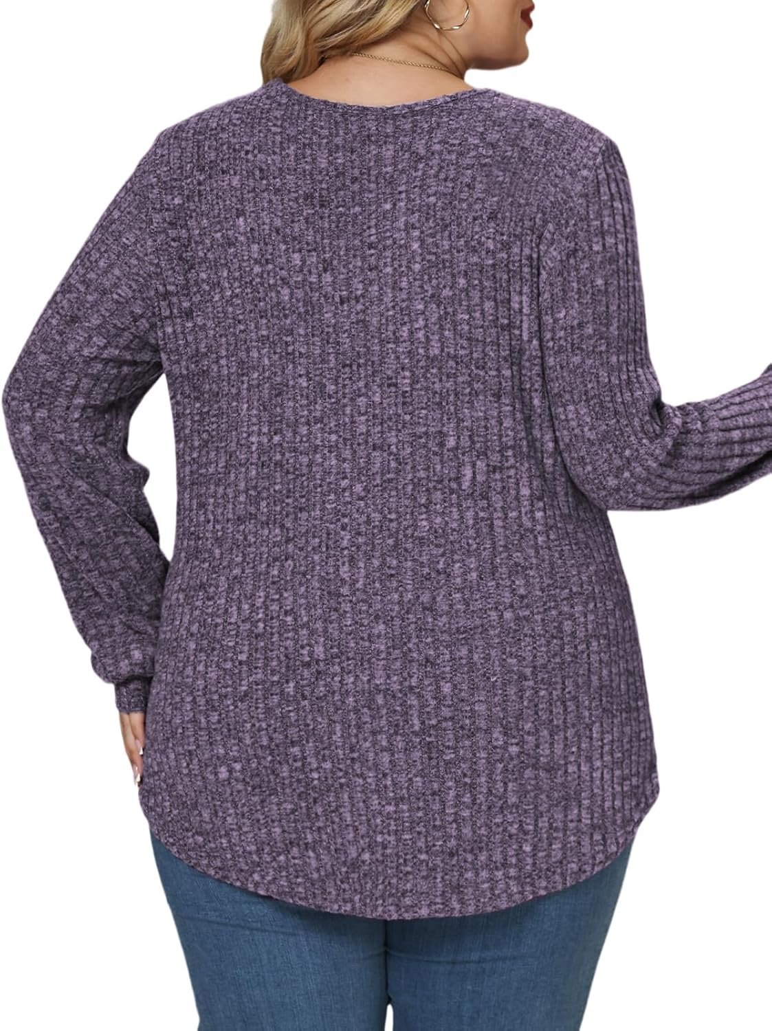 VISLILY Womens-Plus-Size-Tops Trendy V Neck Casual Long Sleeve Shirts Lightweight Knit Sweaters Cute Pullover Tunics Blouses - Image 5