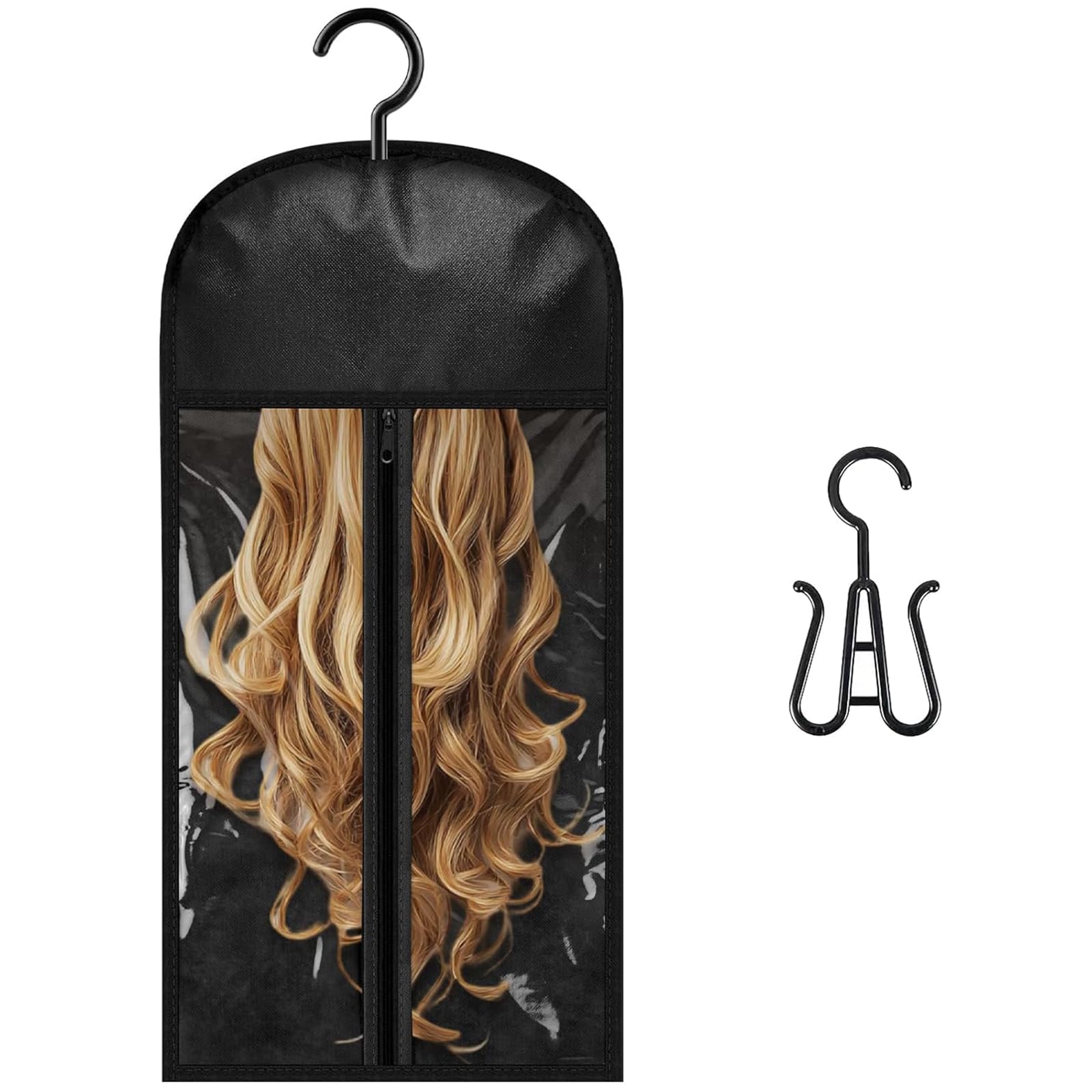 Wig Bags Storage with Hanger, Hair Extension Bag, Dust-proof Hair Extensions Storage Bag, Holder Wigs Carrier Case