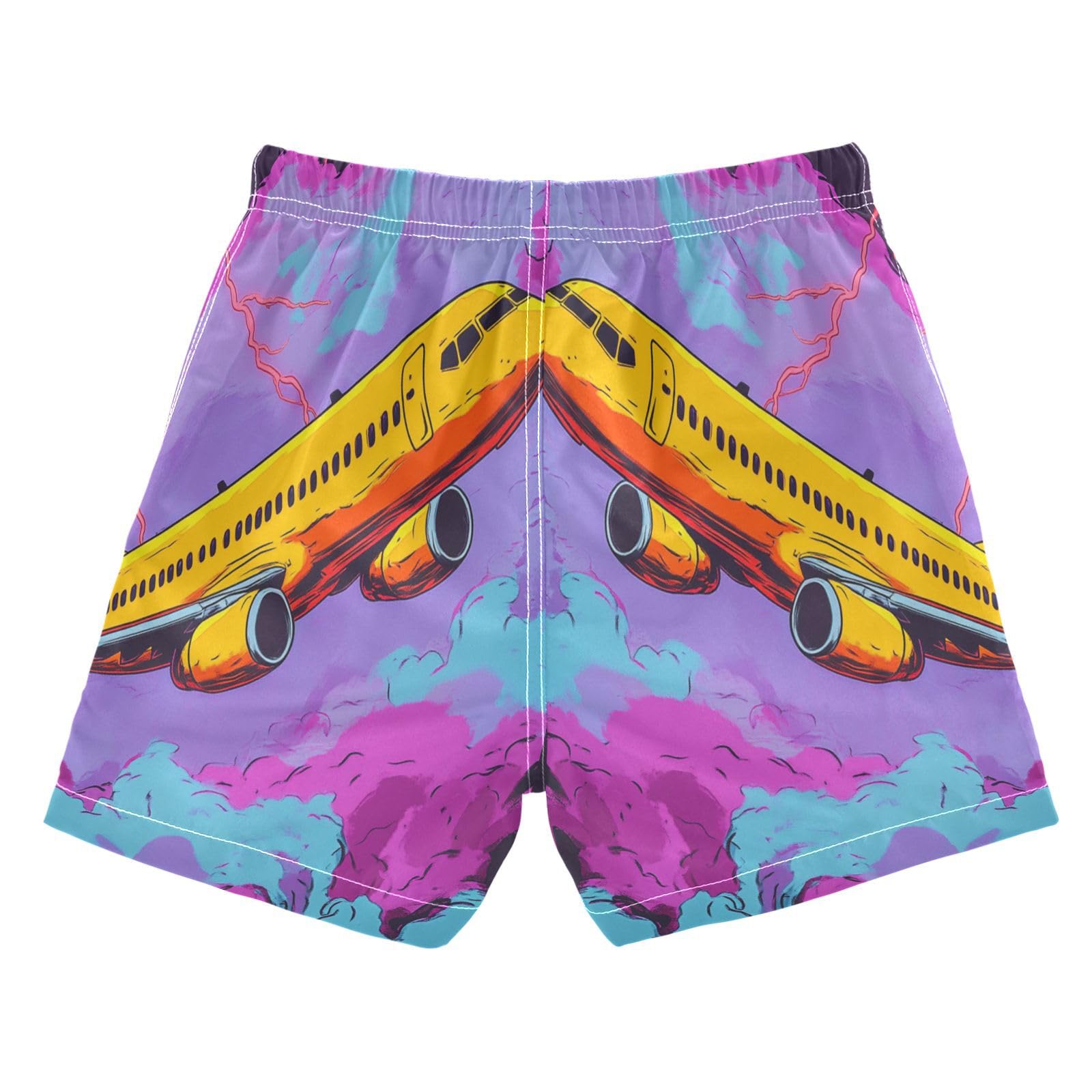 Jucciaco Boys Swim Trunk Quick Dry Beach Board Shorts Airplane Lightning Flying Swimwear for Kids Multicolor
