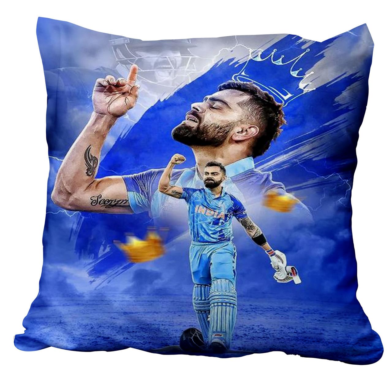 Virat Kohli Printed 12x12 Inches Pillow with Cover, Soft Cushion for Bedroom, Living Room, Car, Office, Fan Gift, Cricket Lover Decor, Comfortable & Stylish Cushion(CUS-04)-image-4