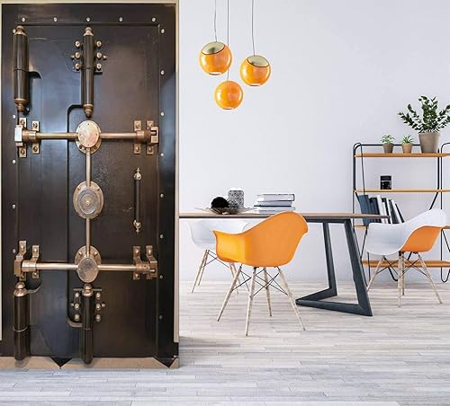 Miniatura 2 de Adhesivo de metal 3D para puerta, calcomanía antigua para puerta de bóveda de banco, extraíble y autoadhesivo, mural vintage de pared, 30.3 pulgadas