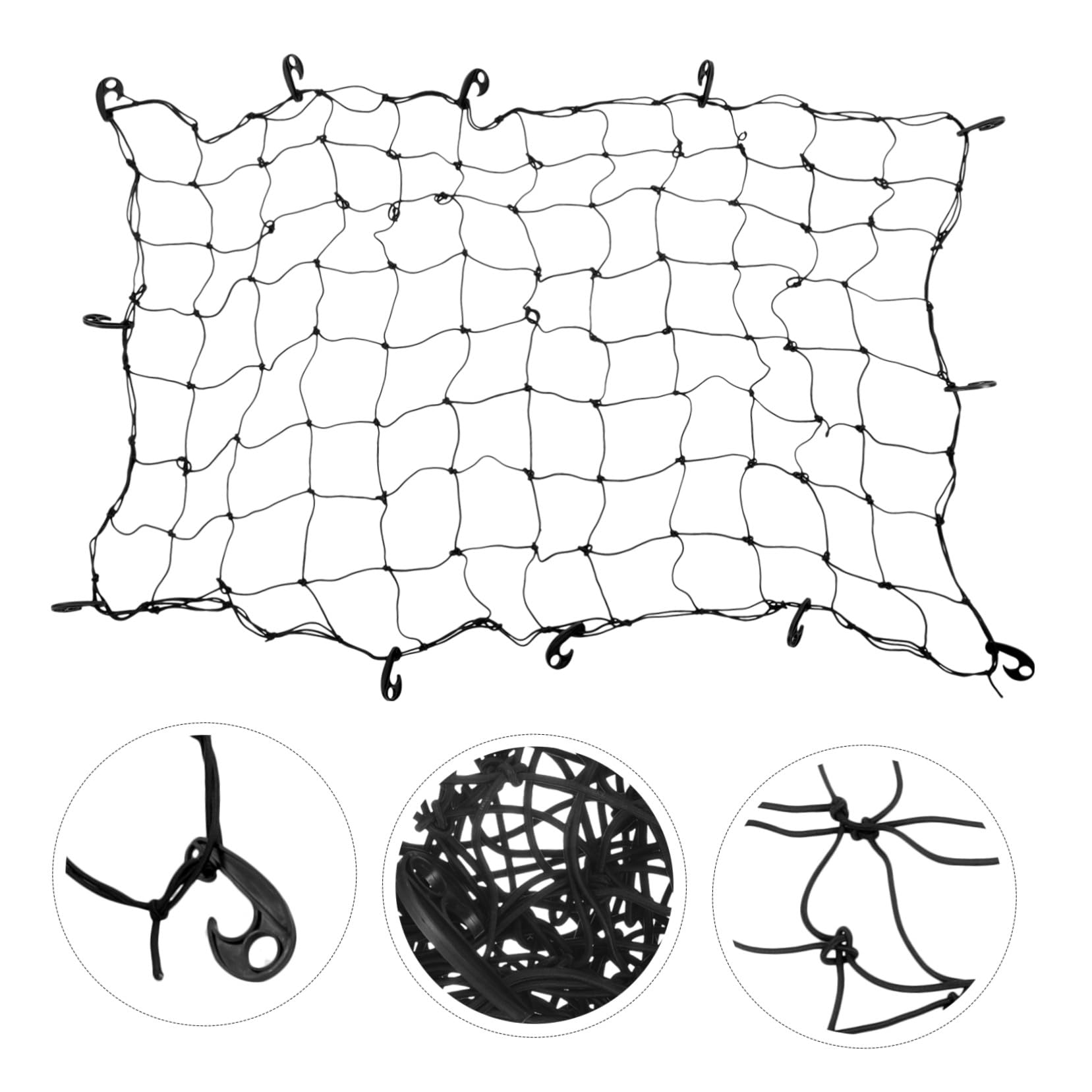SOIMISS Filet Filet de Rangement pour Toit de Voiture de Chargement en Caoutchouc Noir Protection Intégrale pour Bagages pour Porte-Bagages de Voiture