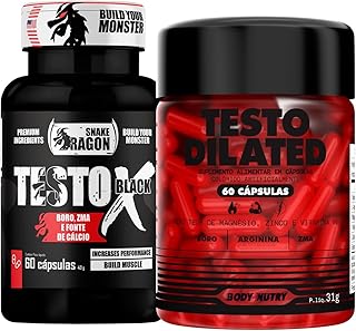 Kit Dilated 60 cápsulas com Boro Arginina + Vitaminas e Minerais X Black 60 Caps Magnésio Vitamina B6 B12 e D - Snake Dragon