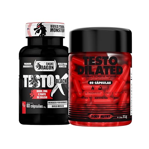 Kit Dilated 60 cápsulas com Boro Arginina + Vitaminas e Minerais X Black 60 Caps Magnésio Vitamina B6 B12 e D - Snake Dragon
