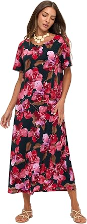 Jostar Print Long Dress Short Sleeve -7002BN-SRP1