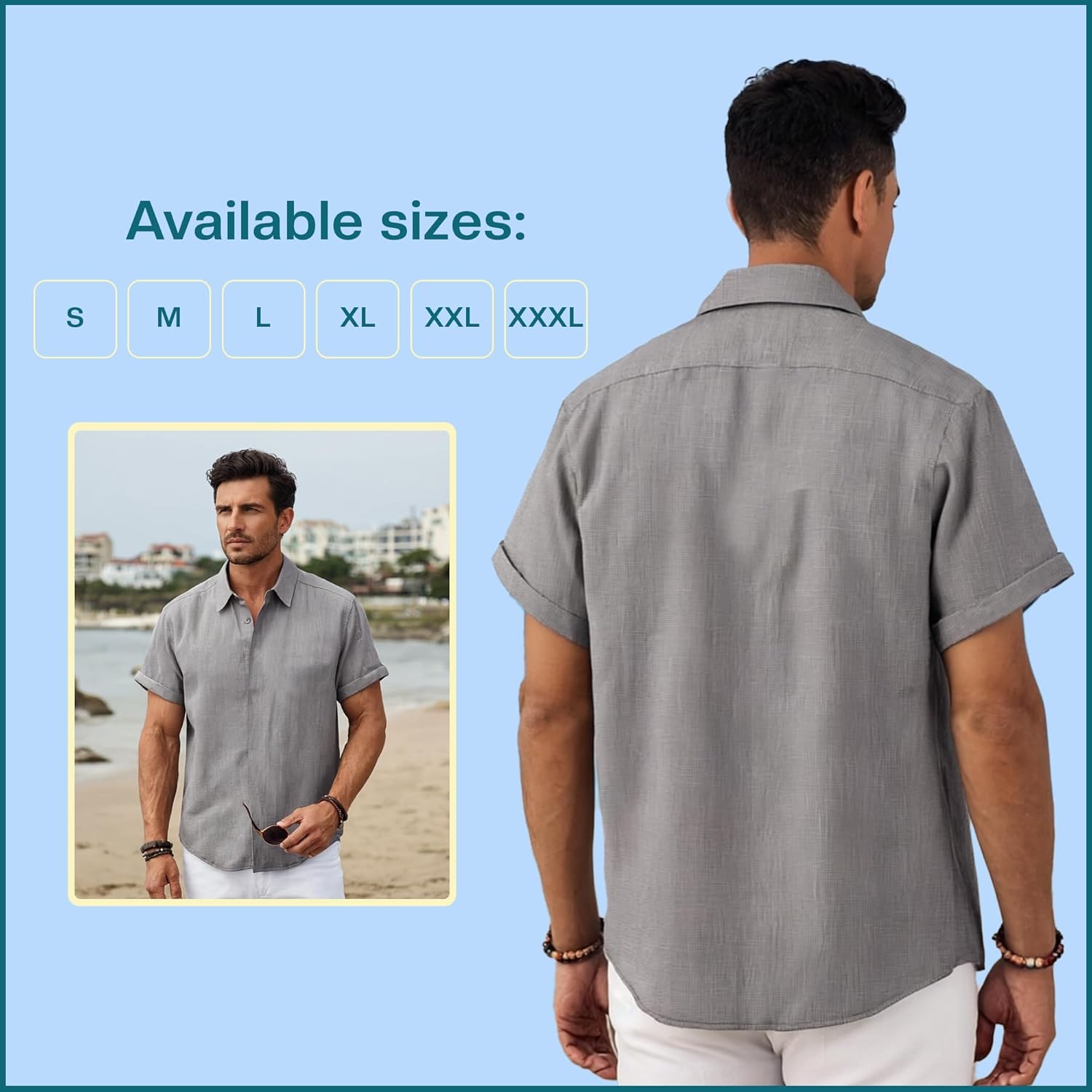 Cotton King Linen Button Down Shirt for Men Men Shirts Short Sleeve - Men's Shirt for Beach Wear - Summer Wear - S to 3XL - Image 5