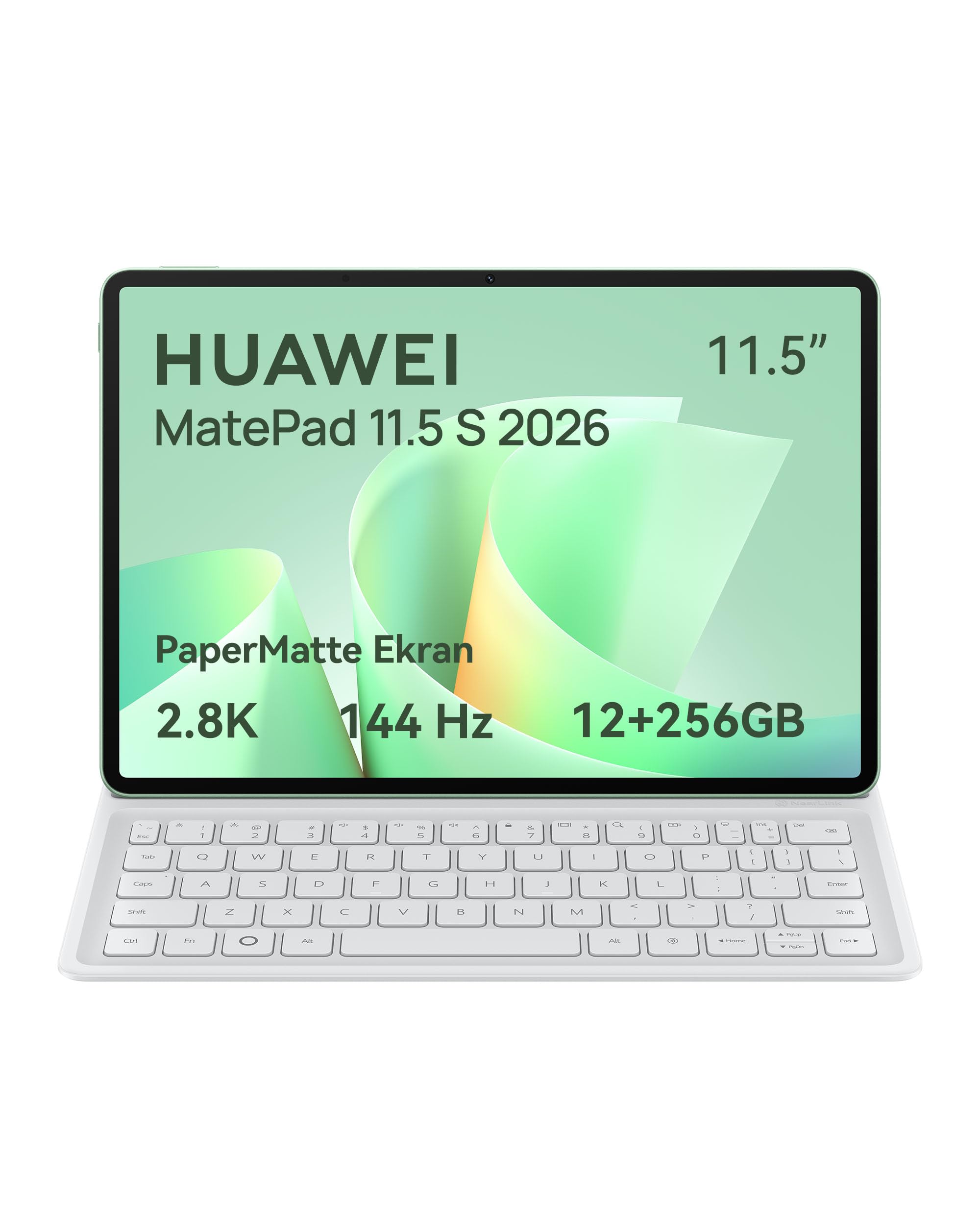 HUAWEI MatePad 11.5 S 2026 Yeni Tablet, 2.8K 144 Hz Ultra Net PaperMatte Ekran, 12 GB RAM + 256 GB Depolama, 8800 mAh Batarya, 40 W SuperCharge, Wi-Fi 6+, HUAWEI Notes, Ayrılabilir Klavye, Yeşil