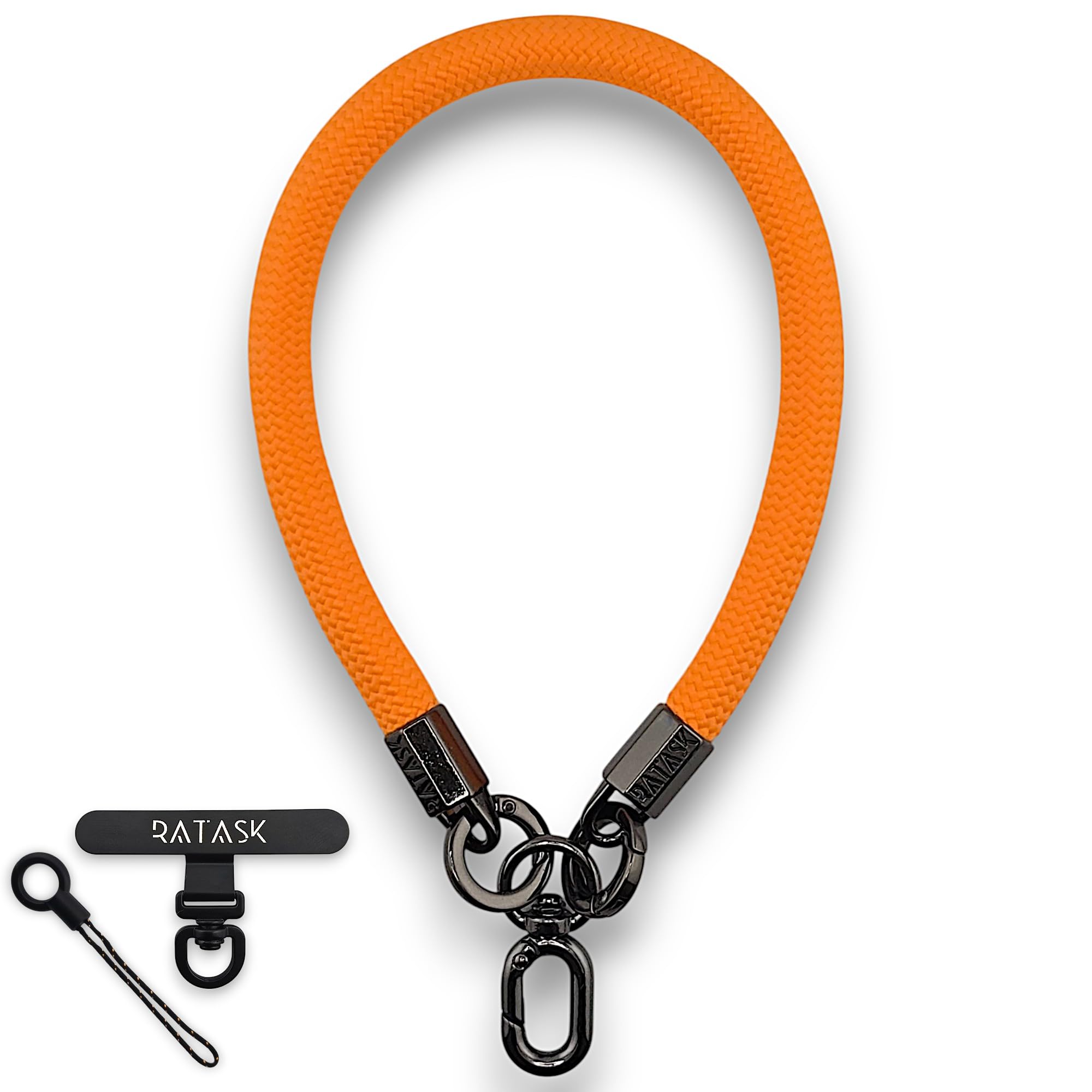 Ratask Unisex Bright Orange Wrist Strap Lanyard, Rope Lanyard Wrist Strap For Mobile Phones, Cameras, Keyring, Keychain,Mobile Accessory Pendant, Upgraded Hardware And Strong Metal Tether Tab (Bright Orange)