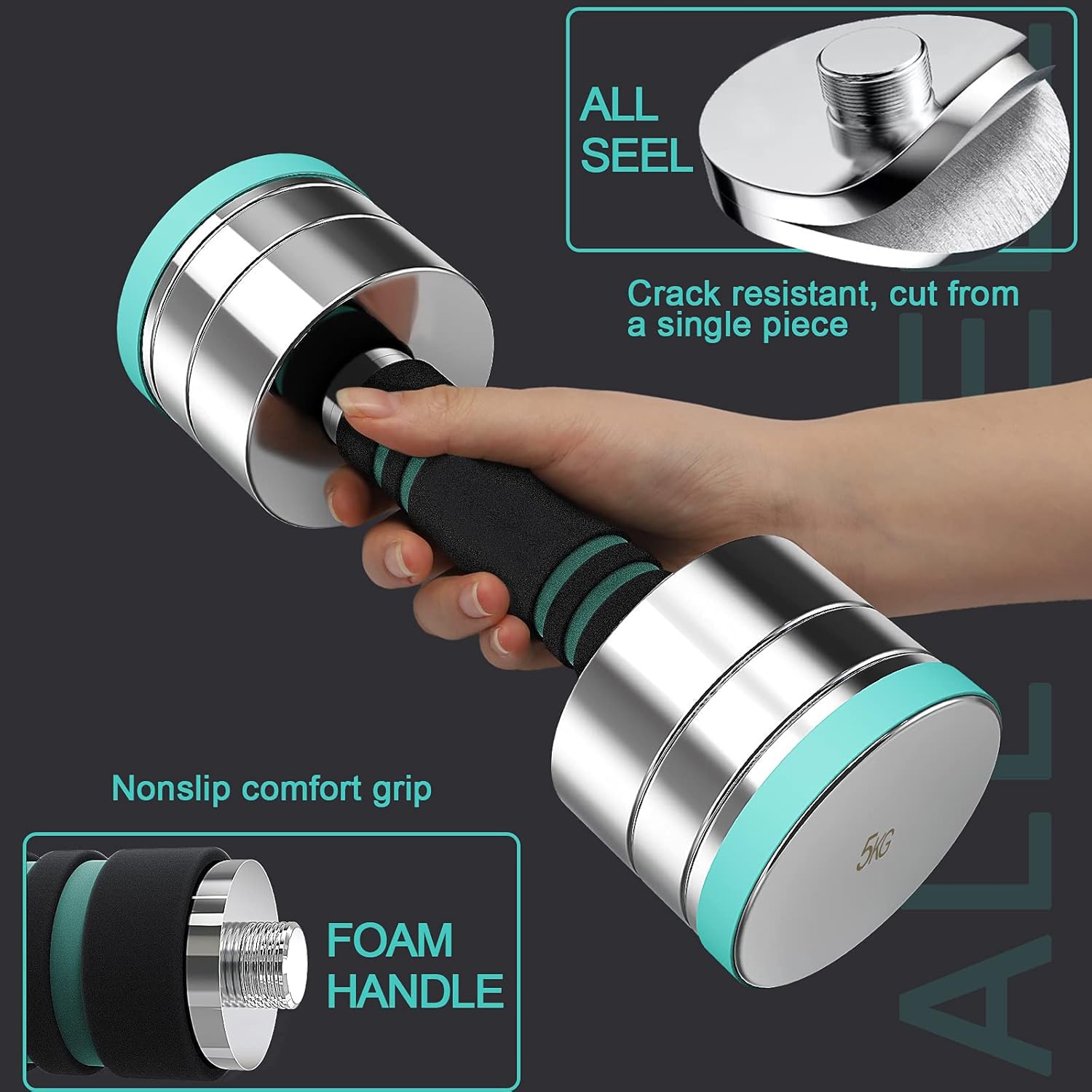 Dripex Hanteln Set, Verstellbare Kurzhanteln 2er Set oder Einzeln aus Stahl, Gewicht von Einzelnen Hantel: 2,5kg, 5kg, 7,5kg, 10kg, 15kg, 25kg, 30kg für Zuhause