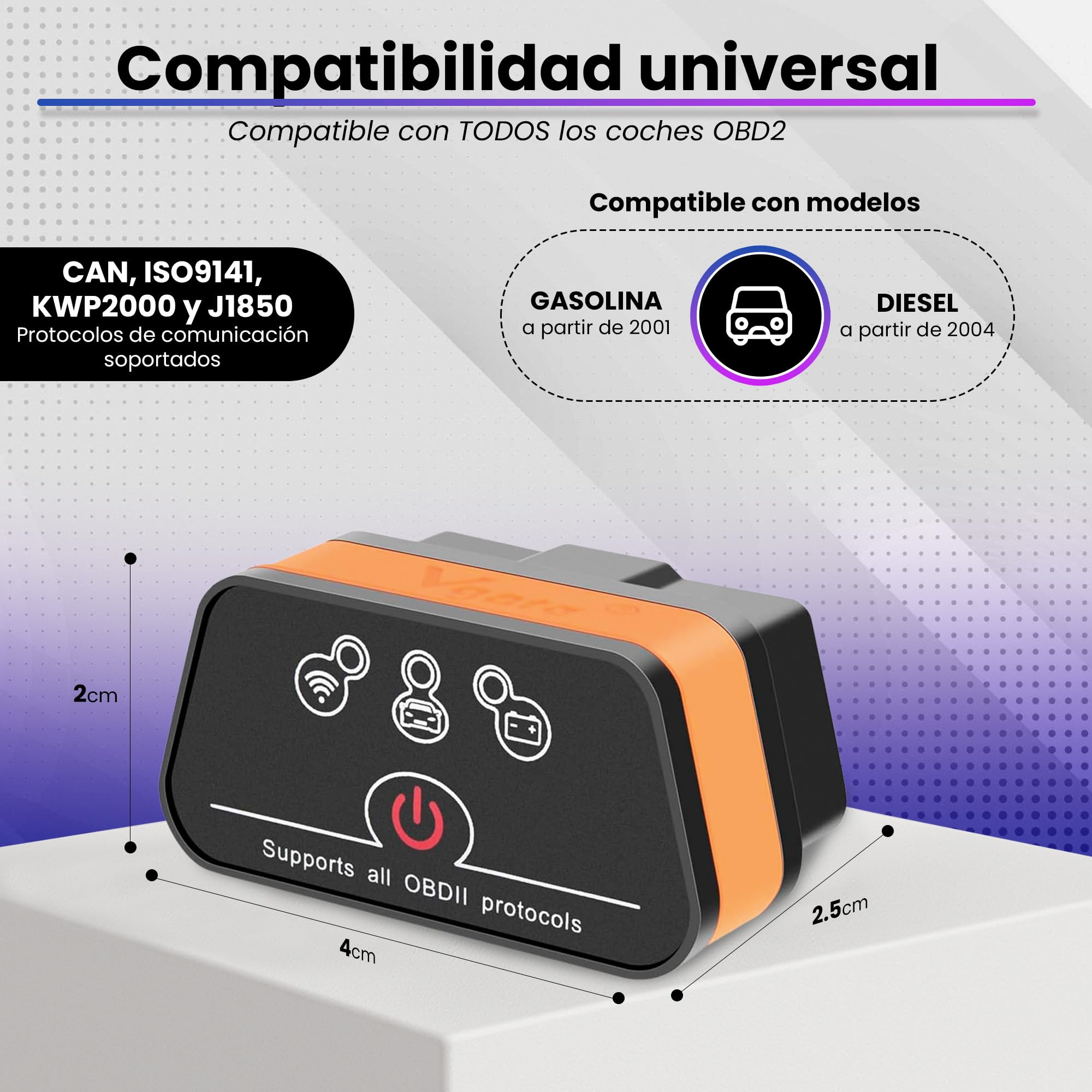 Obd2 Multi-brand Car Diagnosis - Car Diagnosis Machine for Faults and Errors - Obd2 Diagnosis Bluetooth 4.0 for iOS, Android and Windows - Wireless Mini Diagnostic Automotive Scanner. — view 3