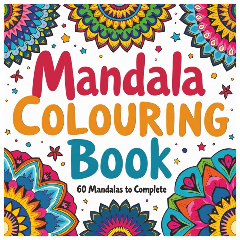 Mandala colouring book: 60 beautiful, intricate mandala designs to colour in, 8.25x8.25 in, 60 pages.