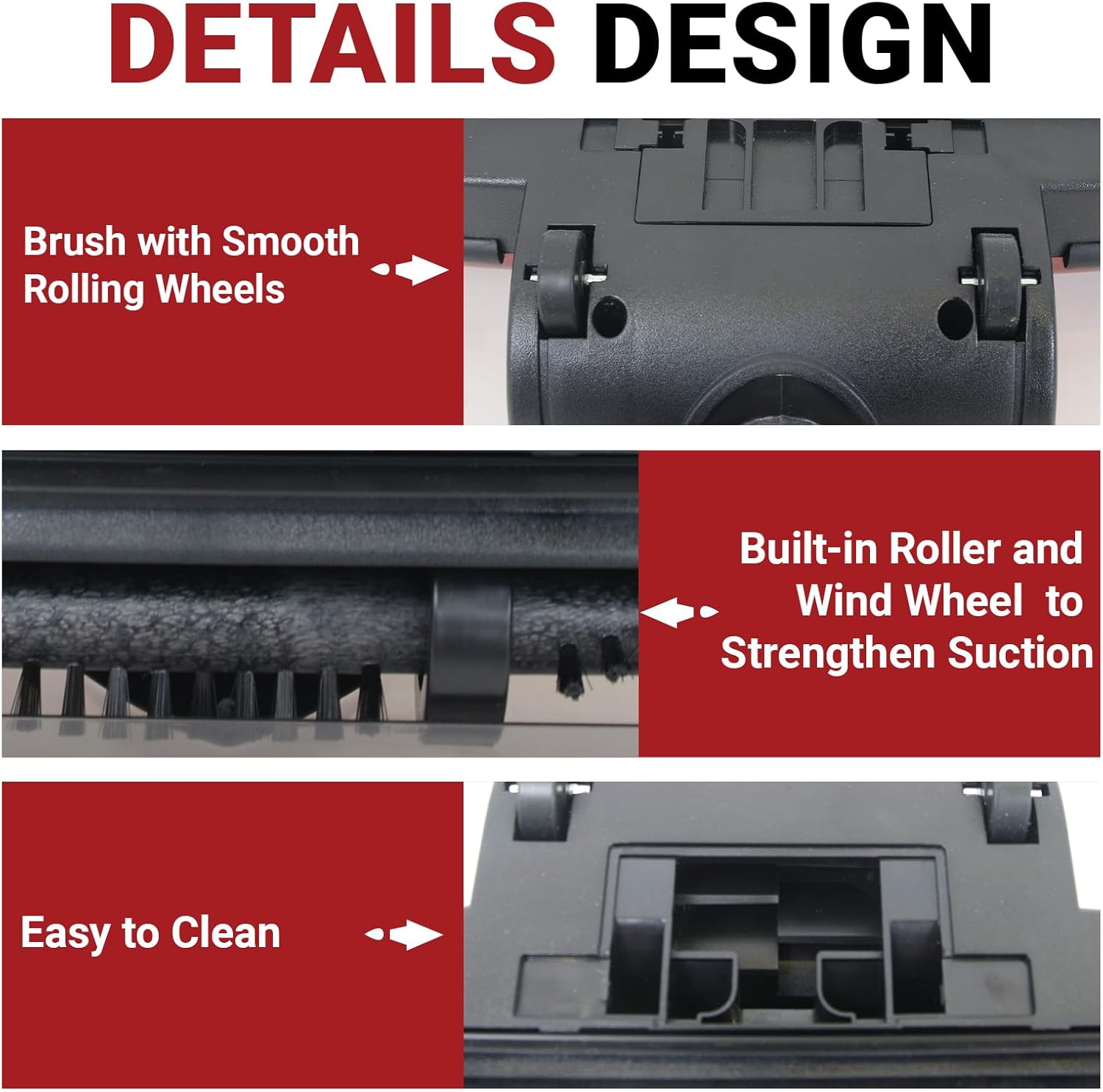 EZ SPARES Turbo Brush Head Compatiable with Mie C1 C2 C3 Vacuum Cleaner Brush Head 35mm 1 3/8 inch,Particularly Suitable for Carpet use, Built-in Roller for Enhanced Suction Power(Red)