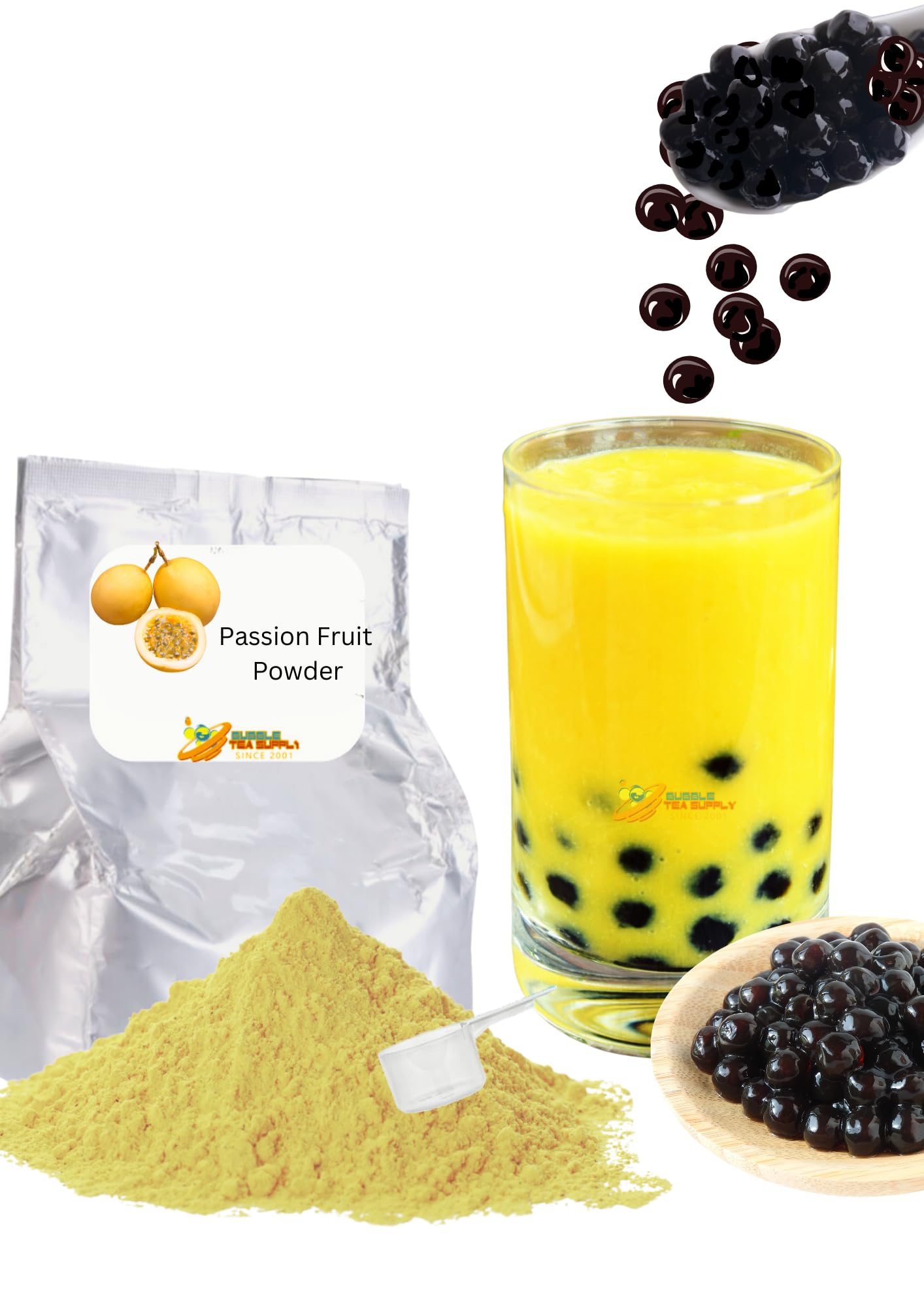 Passion Fruit Flavored Boba Bubble Tea Powder for Milk Tea Premium Instant Drink Mix - 2.2 LB bag for 40-45 Servings - Just Add Tapioca Pearls by BUBBLE TEA SUPPLY