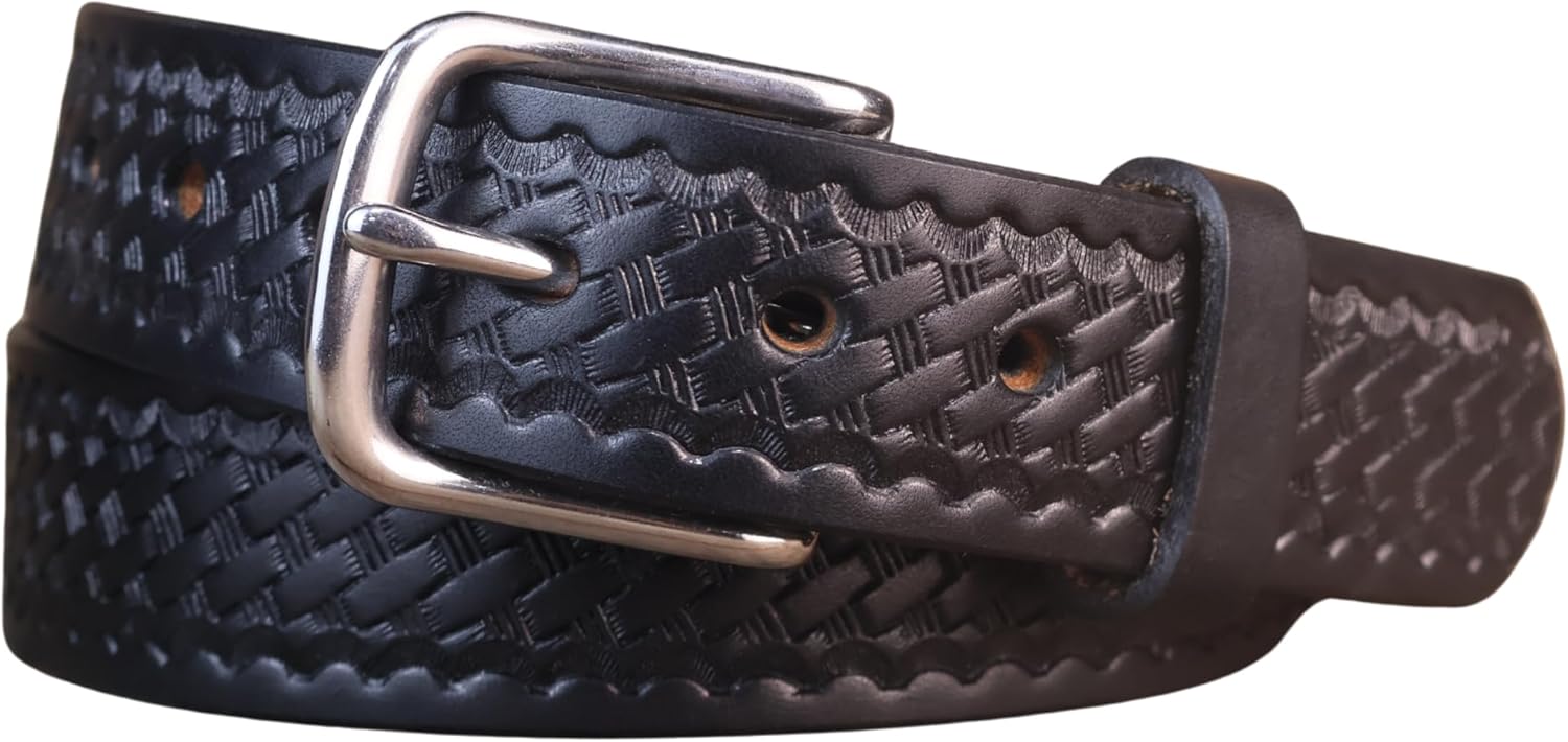 Yoder Leather Company Handmade Basketweave Bridle Leather Belt Extra Thick
