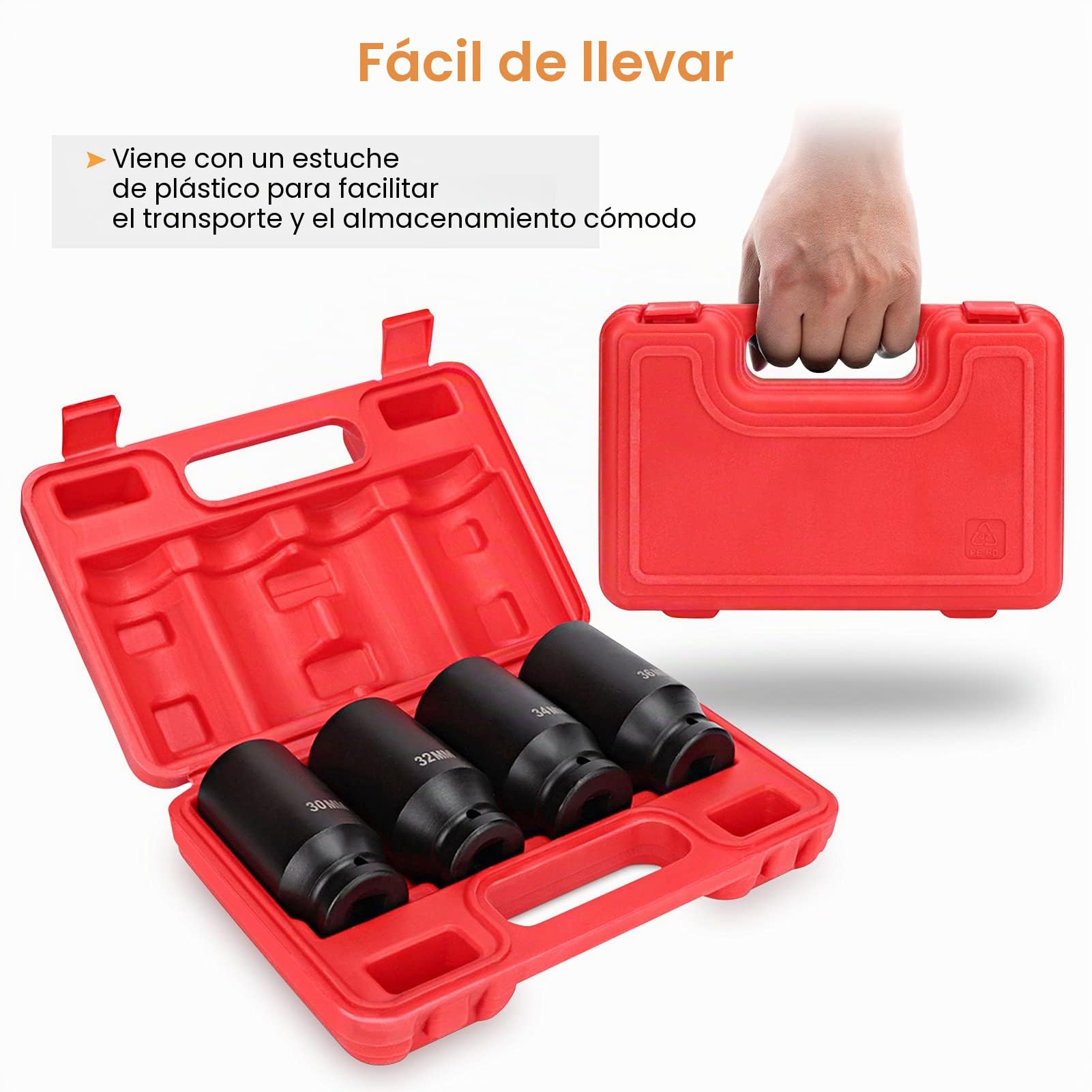 Juego de 4 llaves de impacto de 1/2 pulgadas, juego de tuercas Torx para reparación y mantenimiento, 30/32/34/36 mm, para llaves de trinquete y zócalo de sujeción para destornillador
