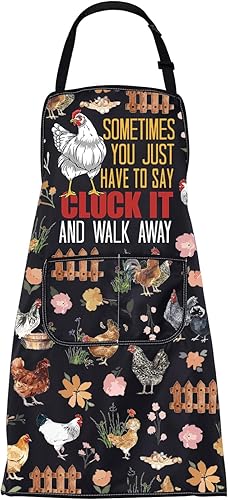 CMNIM Rooster Apron Cute Chicken Aprons for Women Chicken Lady gifts Funny Farmhouse Cooking Baking Aprons Gardening Gifts