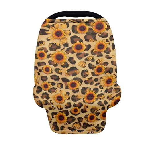 Miniatura 14 de Forchrinse Funda de asiento de coche de leopardo beige para bebés suave transpirable lactancia lactancia cubierta elástica infantil asiento de coche