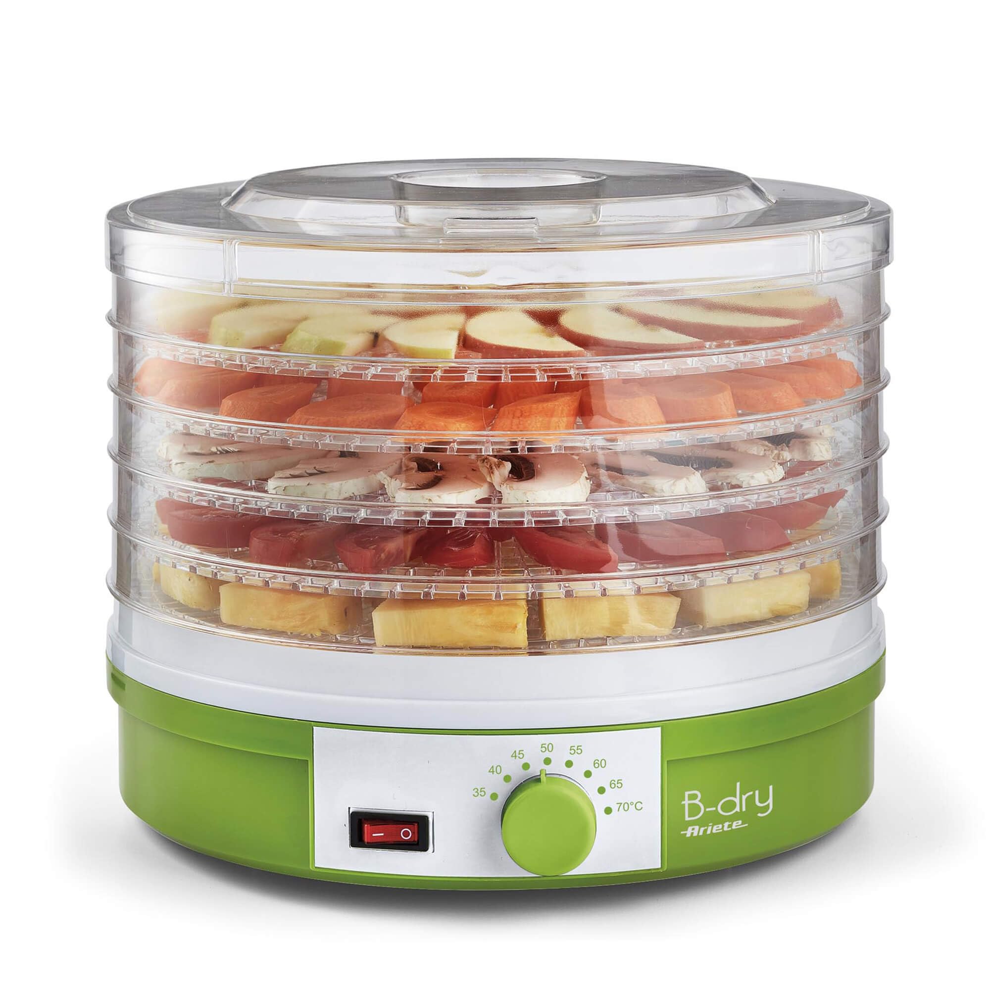 Ariete B-​DRY 616, Essiccatore e Disidratatore Alimentare per Frutta e Verdura, 5 Cestelli Removibili, Temperatura da 35°C a 70°C, 245W, Verde