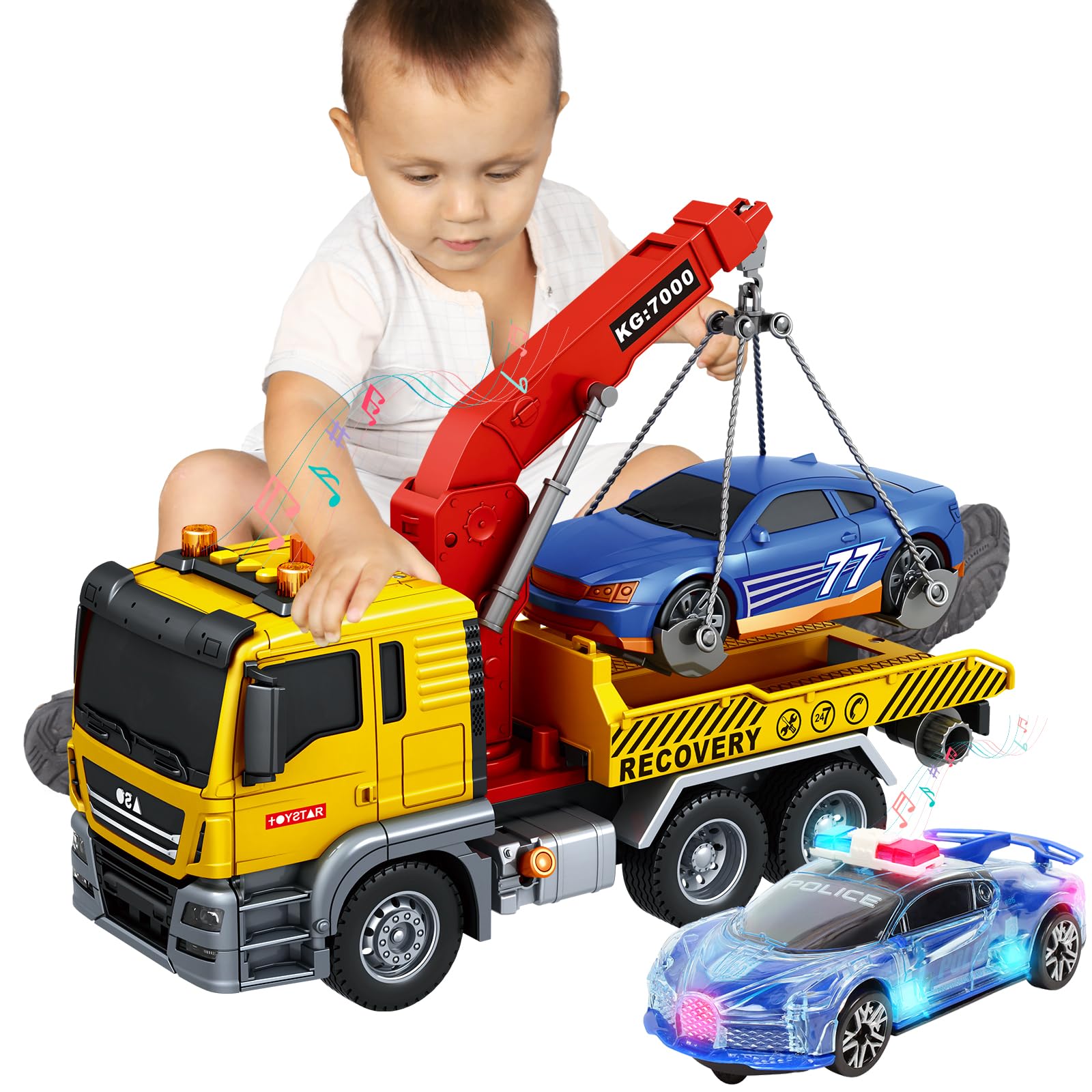 lonfypeng Kids Truck Toys for 3 4 5 8 Years Old Boys, Vehicle with Lights and Sounds