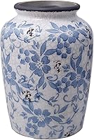 XMZXKJ Chinoiserie Ceramic Vase 8" - Light Blue White Vintage French Floral Porcelain Flower Vase for Home Decor