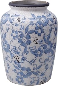 Vintage Blue and White Vase Porcelain Flower Vase Ceramic for Home Christmas Decor Rustic
