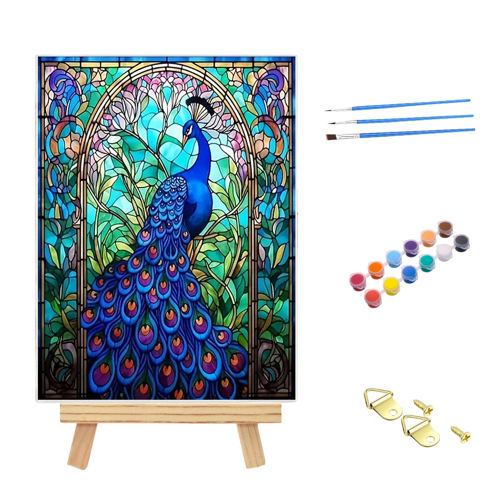 Jiqinsiye Peacock Adults Paint By Number Kits,Animal Painting By Number Kits On Canvas,Large Color By Numbers Adult Watercolor Gifts For Friends Wall Decor