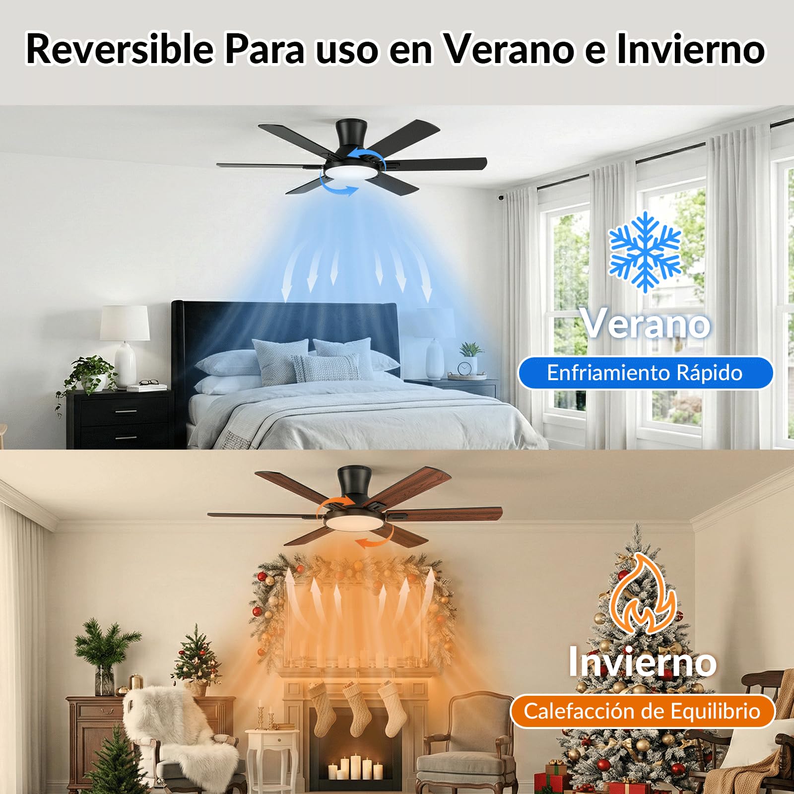 Newday 132cm Grande Ventilador Techo Madera con 6 aspas con Luz y Mando | Lampara Dimmer sin Pasos, Modo de Sueño, Función Memoria, Reversible Motor DC Silencioso, Montaje a Nivel