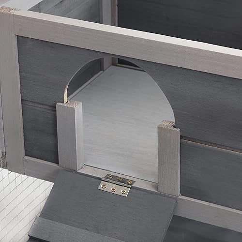 Miniatura 6 de Sardoxx Jaula grande de madera para conejos, de 35 pulgadas, de un solo nivel, con bandeja extraíble, jaula de conejillo de animales pequeños para