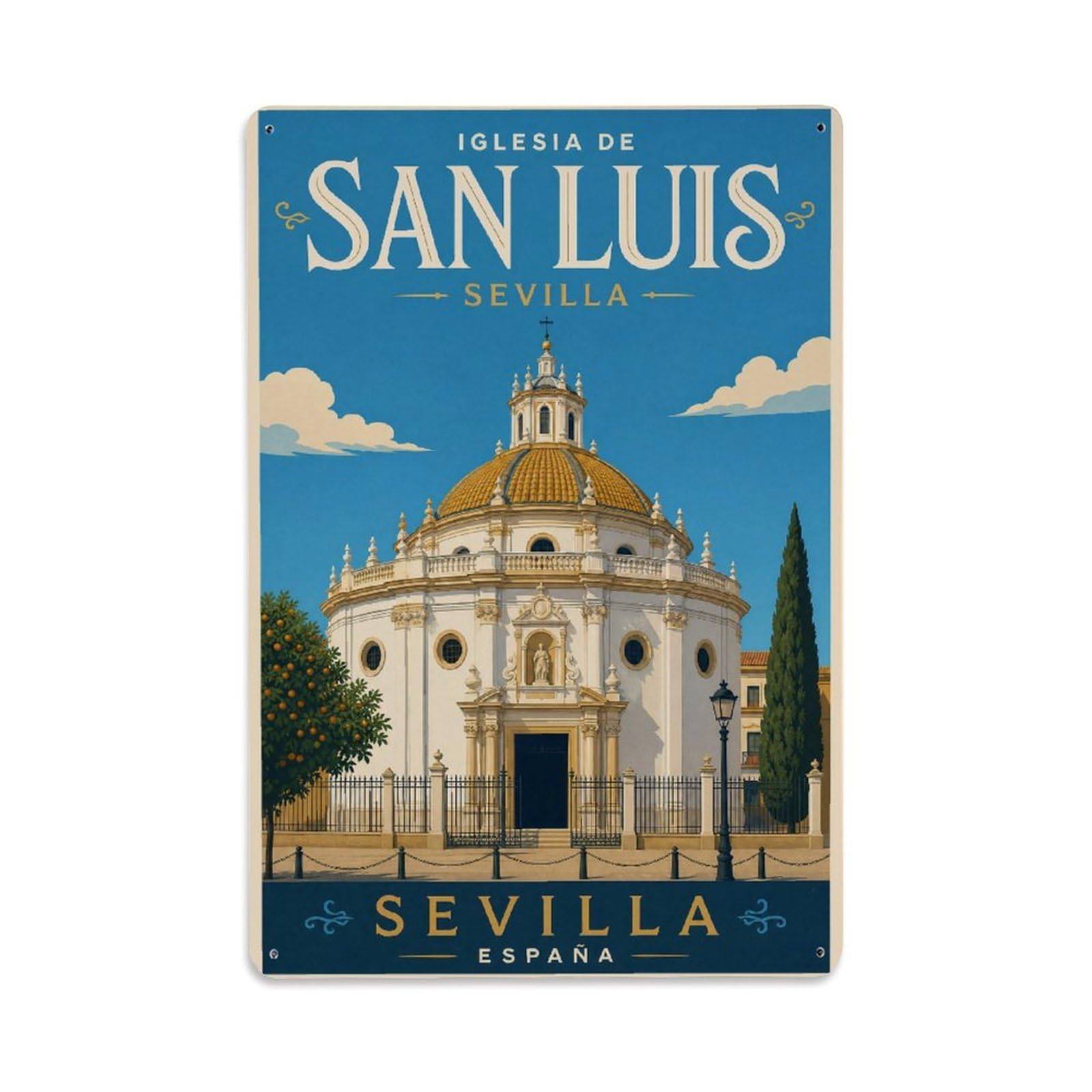 Tgrcjimh Style Metal Tin Sign Spain Seville Vintage Travel