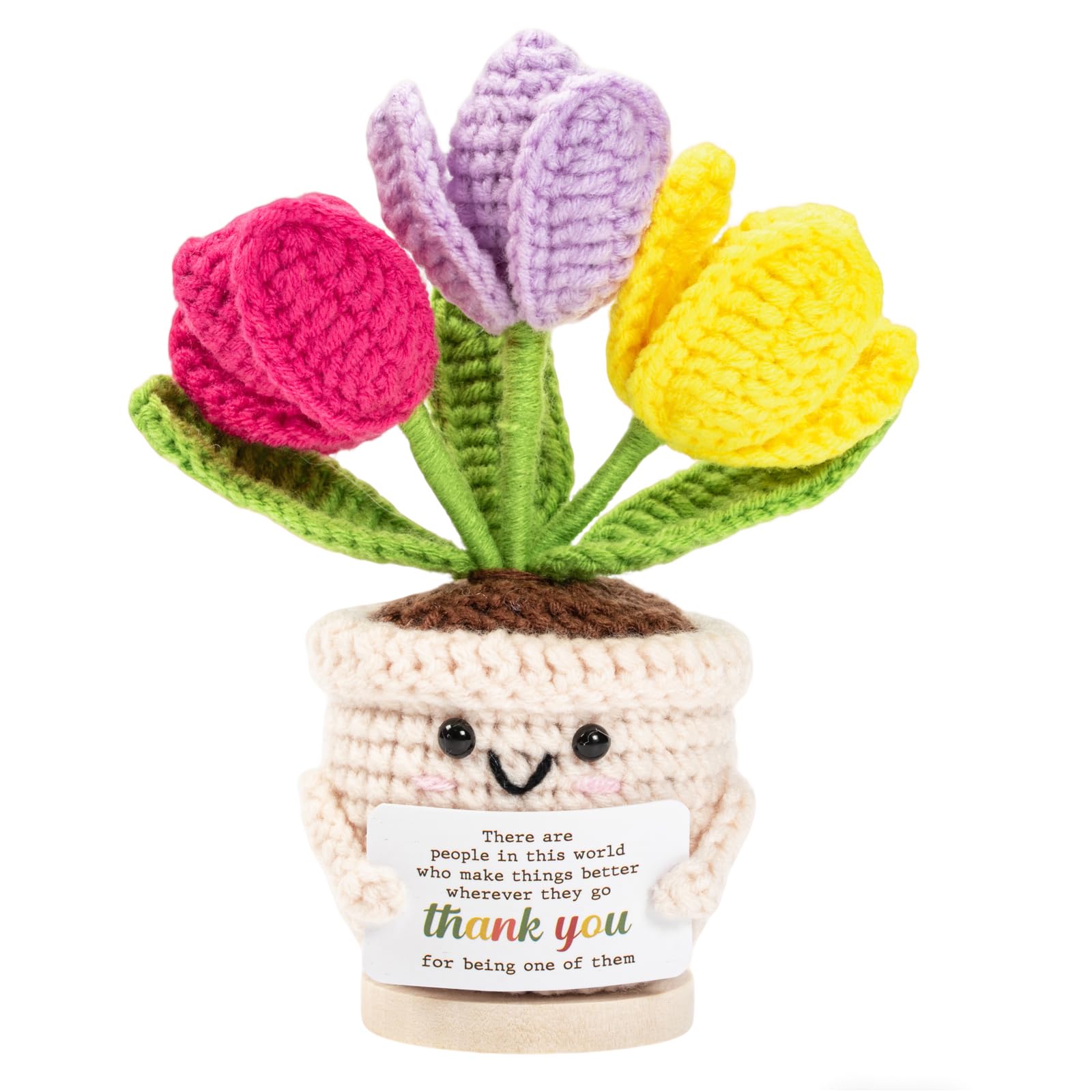 Thank You Gifts for Women,Teacher Gifts,Emotional Support Crochet Flower Gift for Friends Mum,Colleagues,Positive Affirmation Gifts for Birthday Christmas Mother's Day Graduation (A)